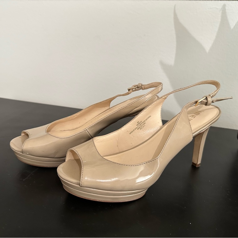 Nine West Taupe Slingback Sandals Heels